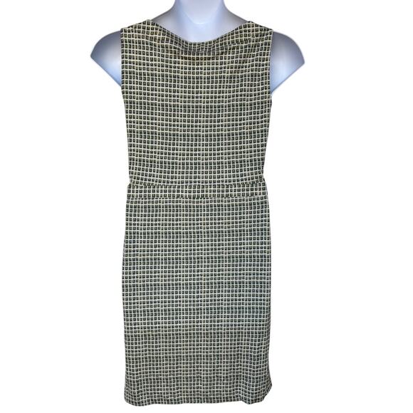 Tory Burch Green and Cream Geometric Print Silk Sheath Dress size L - Picture 8 of 12